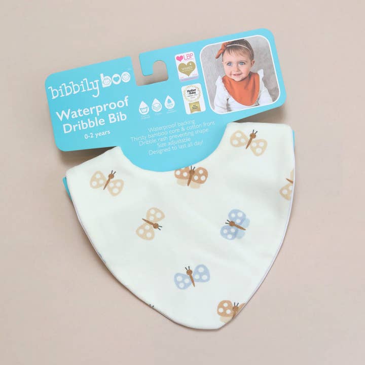 Butterflies Waterproof Dribble Bib for wholesale by Bibbilyboo
