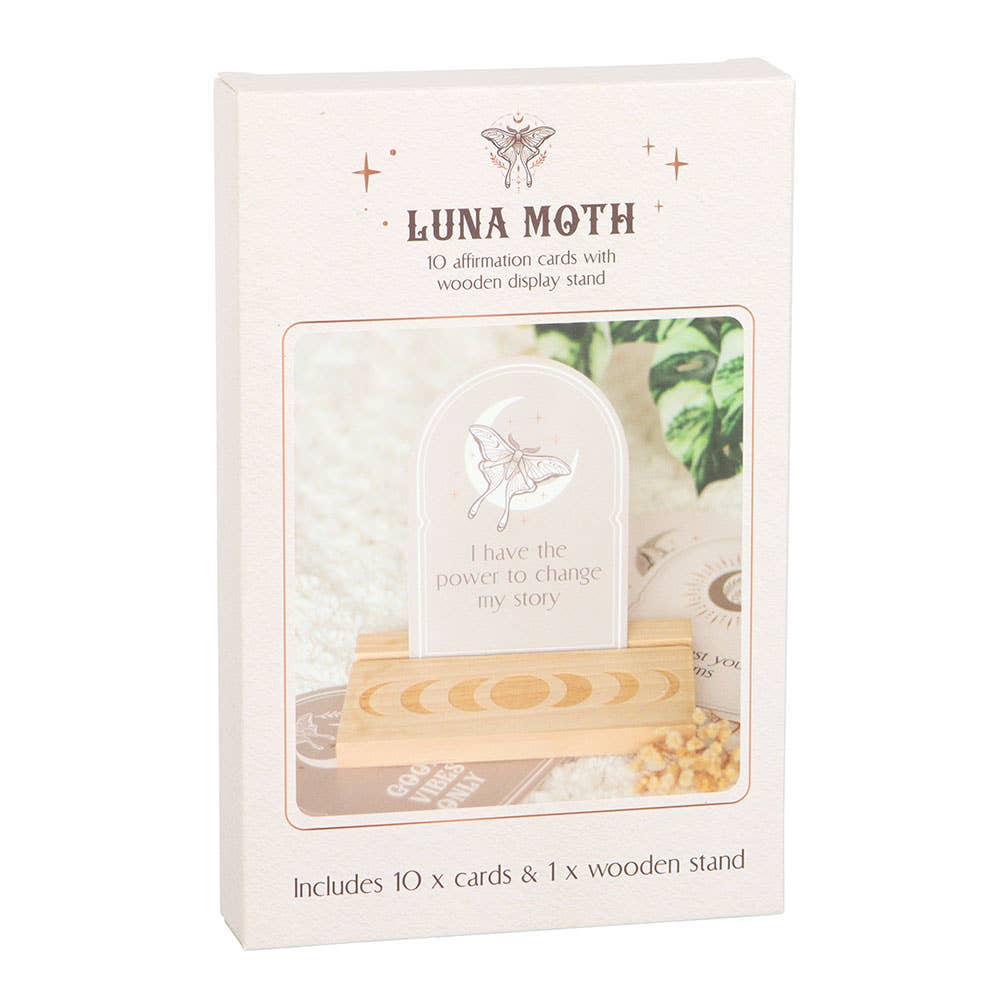 Something Different Wholesale – wholesale Desk/tabletop sign – Luna Moth Affirmation Cards with Wooden Stand5
