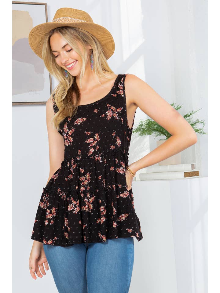 Noir Haut sans manches tissé à plusieurs niveaux en vente sur Faire2