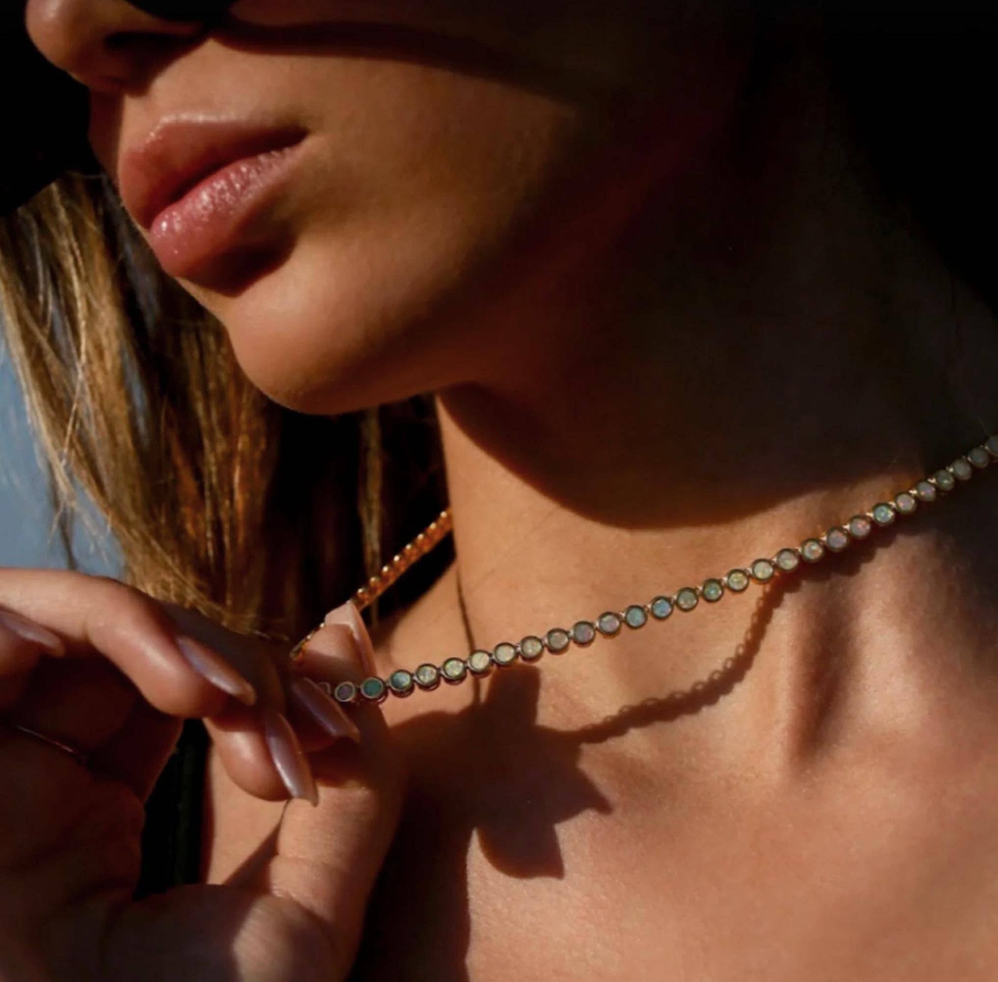 La Kaiser – wholesale Beaded/pearl necklace – Silver Opal Ombre Tennis Necklace1