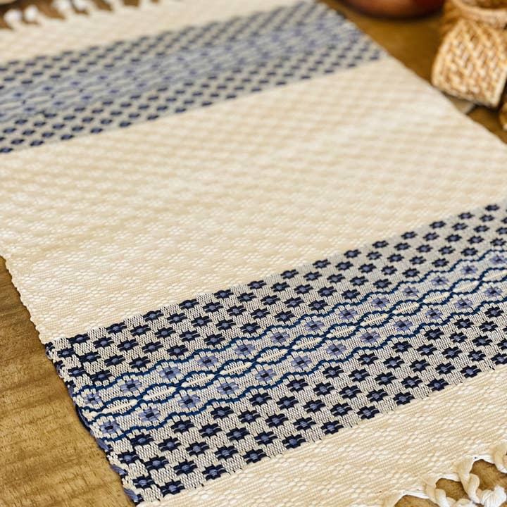 GUATEARTISAN - Vendita all'ingrosso Tovagliette - Tovagliette fatte a mano - Creme/Blue