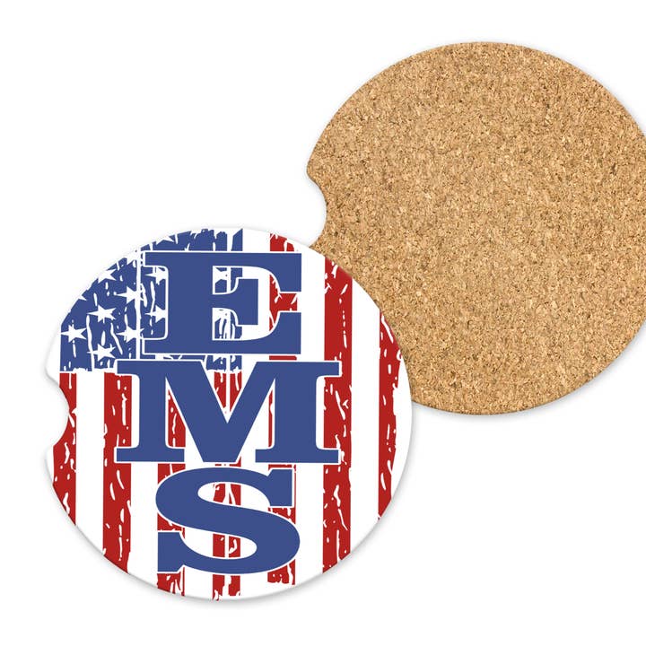 EMS, Emergency Medical, Car Coasters, Set of 2, MDF and Cork for wholesale by The Adirondack Studio