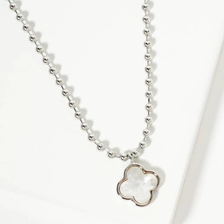 Wild Honey - Wholesale Pendant/Charm Necklace - 18K Gold Dipped 12Mm Quatrefoil Pendant Ball Chain Necklace5