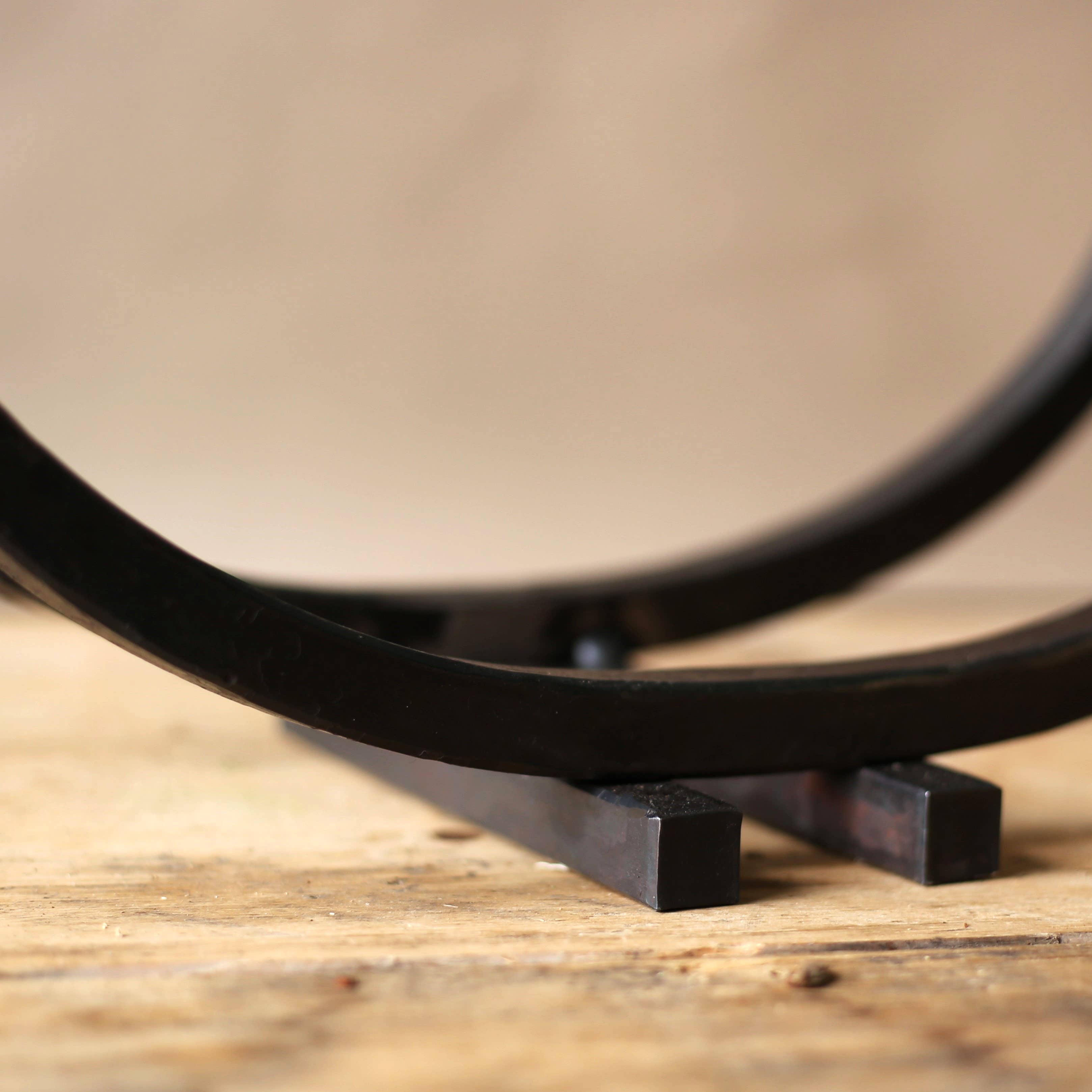 Coach House Forge – wholesale Fireplace mantel – Hand Forged Iron 'Long Horn' Log Storage. 3