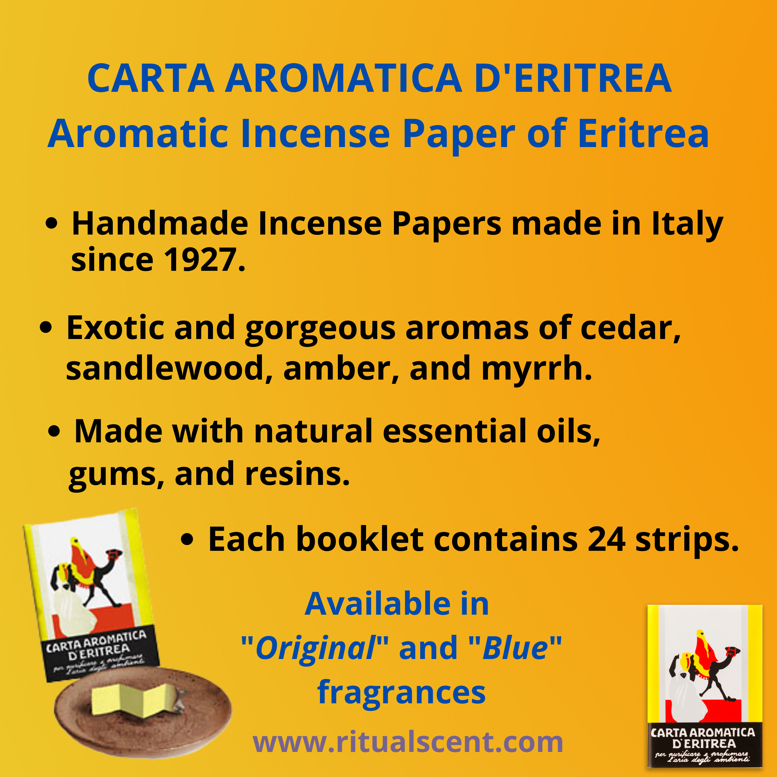 Ritual Scent - Wholesale Incense - Carta Aromatica d’Eritrea Blù BLUE Incense Paper Booklets6