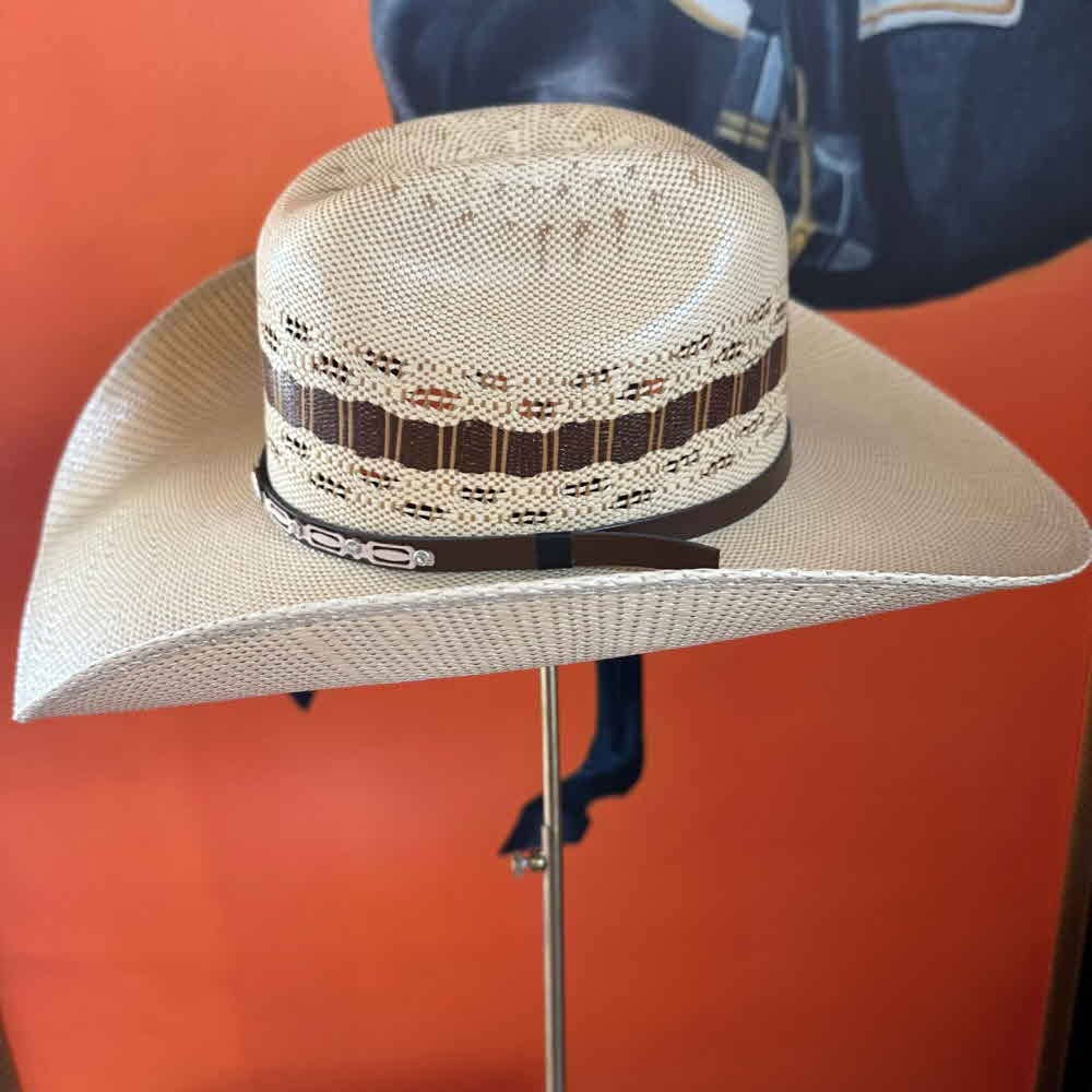 NATUREL Chapeau de cowboy en paille en métal, étoile de shérif, concho, clous sur bandeau en vente sur Faire1