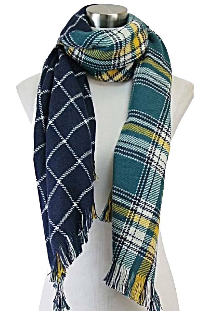 Hana – Engroshandel Tørklæde - Dame – Vendbart rutet ternet mønster vintertørklæde2