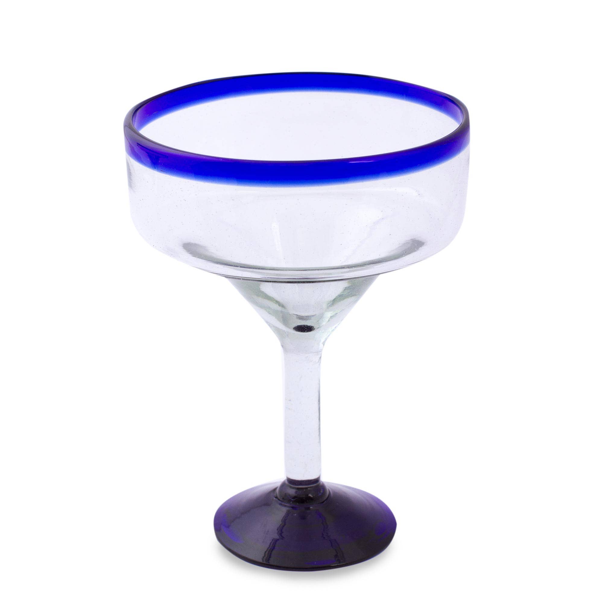 NOVICA - Wholesale Cocktail/Liquor Glass - Blown Glass Margarita Glasses Cobalt Contrasts' (Set Of 6)3