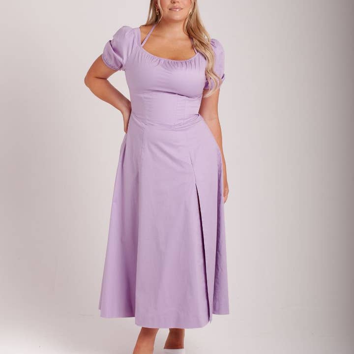 'Claudette' Lavender Fuller Bust Midi Sundress for wholesale by Taideux