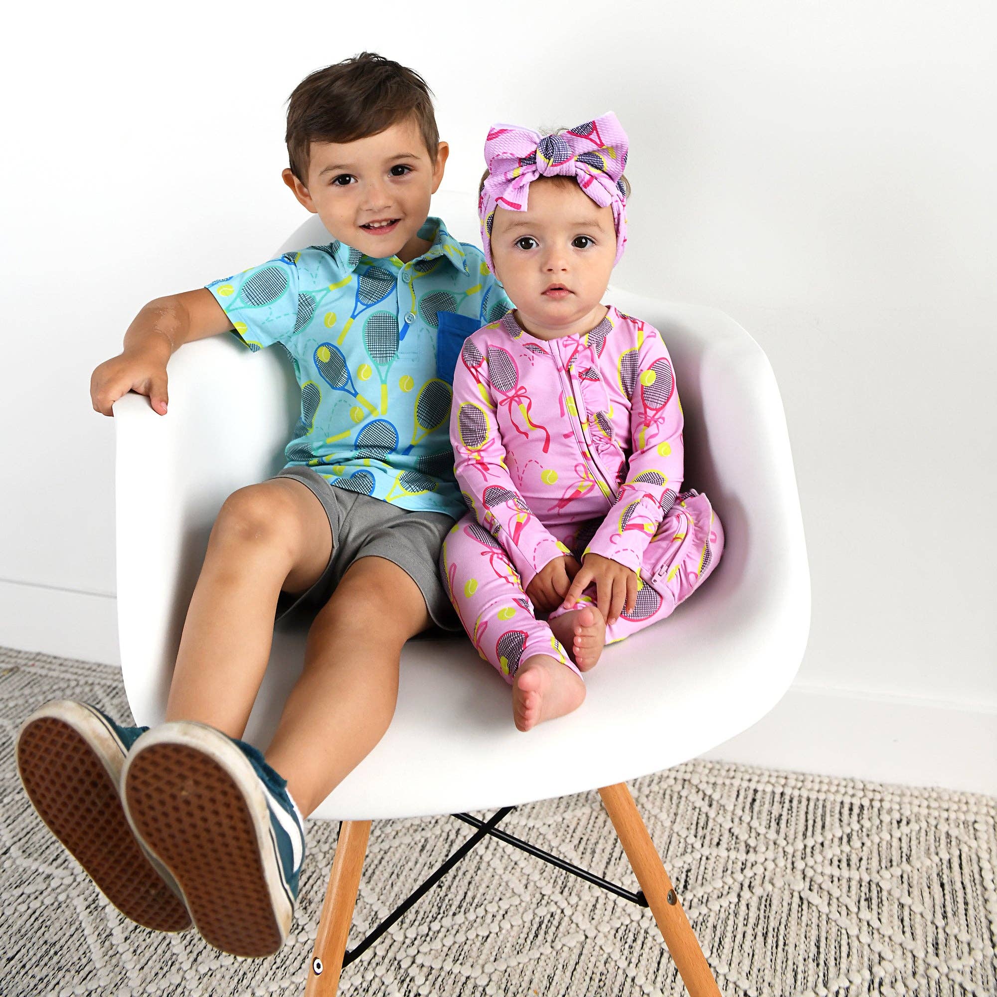 Gigi and Max - Wholesale Jumpsuit - Baby - Serena Pink Tennis Ruffle Zip Bamboo Baby Sleepies Kids 15