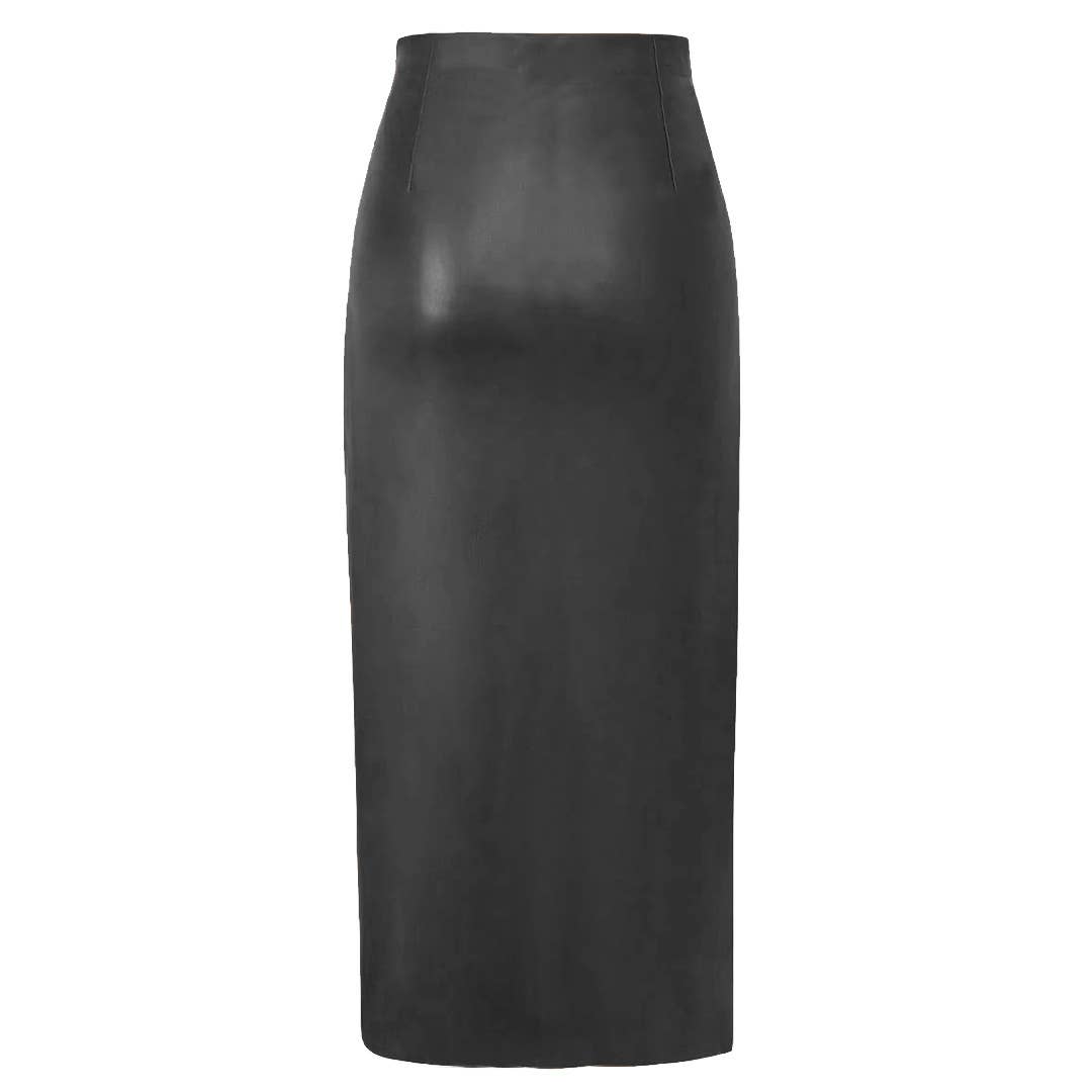 Lily Clothing - Wholesale Skirt - Women's - PU SPLIT LEATHER SKIRT HIGH WAIST ZIPPER SKIRT5