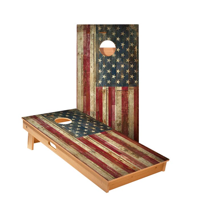 Rustic United States Flag Star Cornhole Boards for wholesale by American Cornhole Association