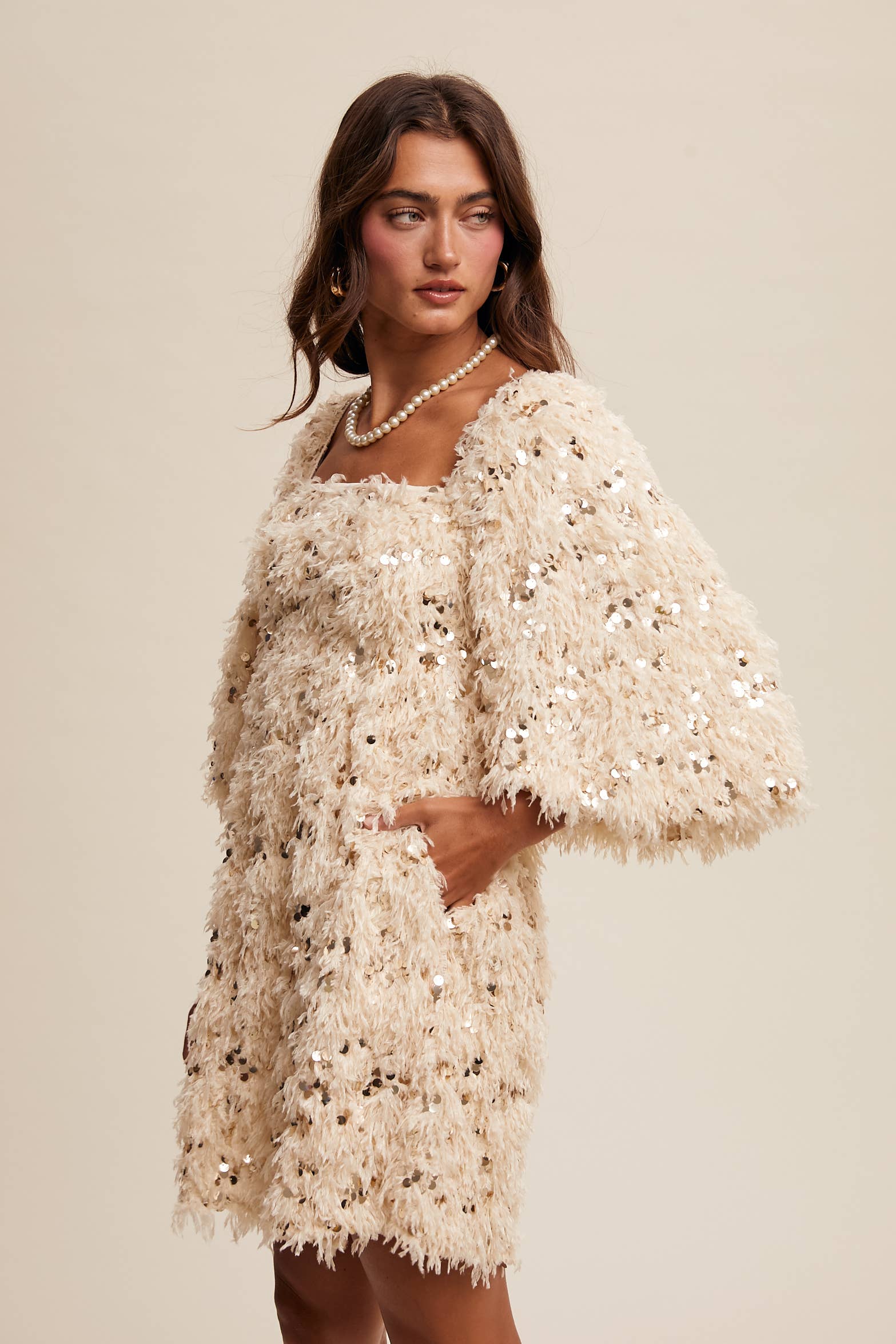 Listicle – Vestido - Mulher por atacado – Vestido Mini com Franjas de Lantejoulas LD146828