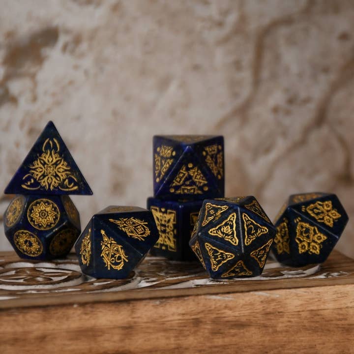 Misty Mountain Gaming - Wholesale Dice - Moroccan Blue Lapis Stone Dice Set - Dice Around the World Collection9