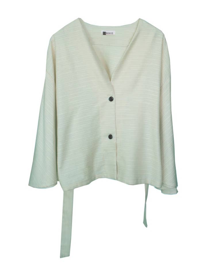 Jas Edith - Geborduurd Katoen Aqua voor wholesale door M.R BRAVO