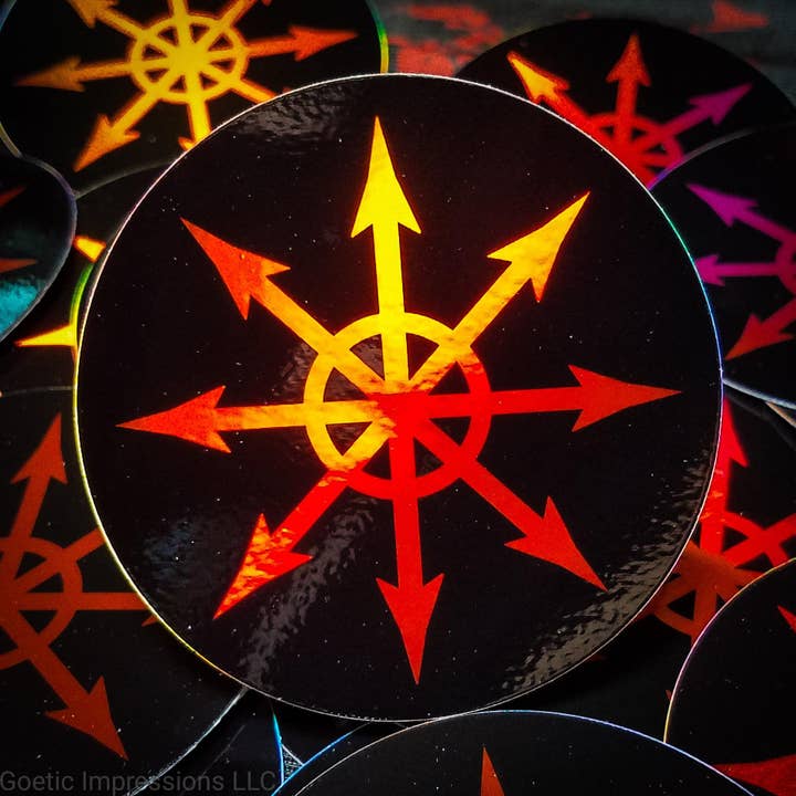 Chaos Star Holographic Sticker for wholesale by Goetic Impressions