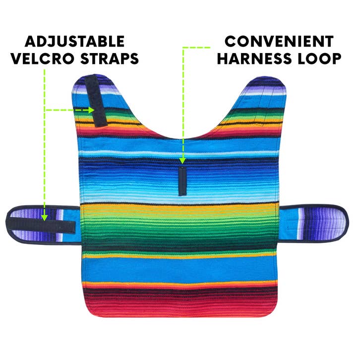 Baja Ponchos - Wholesale Pet Poncho - Dog - Dog Poncho From Mexican Serape Blanket - Blue
