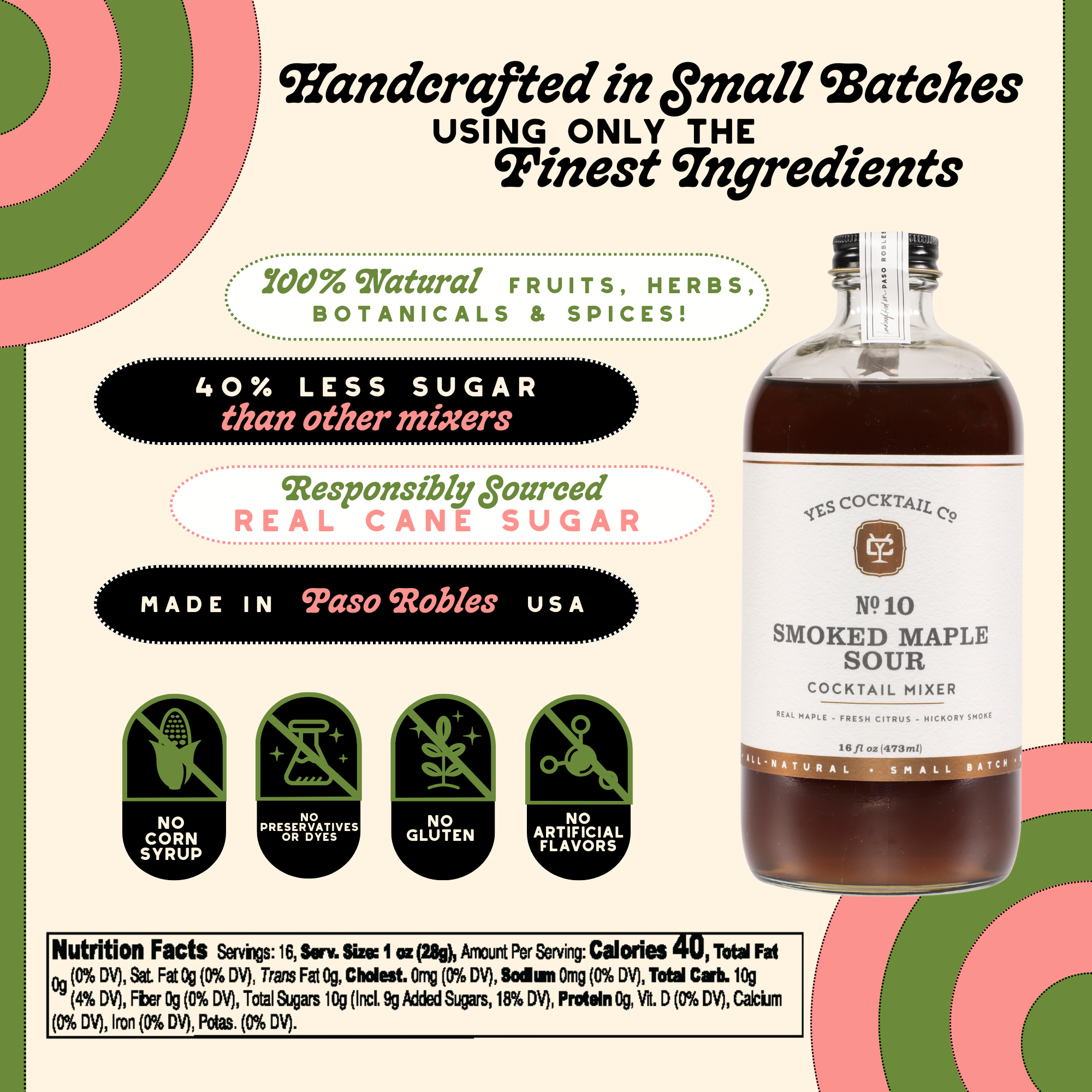 Yes Cocktail Co - Wholesale Cocktail Mix/Syrup - Smoked Maple Sour Cocktail Mixer: FALL SEASONAL3