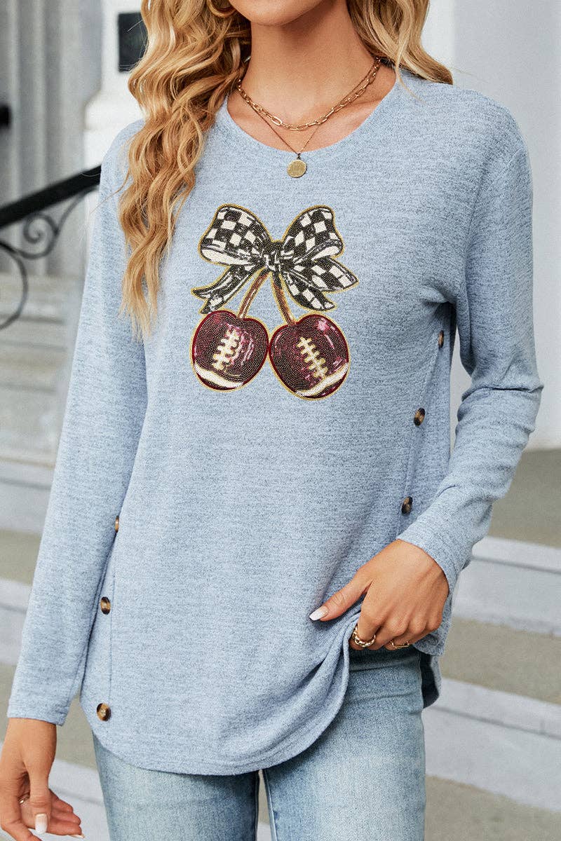 Lovesoft - Wholesale Tunic - Women's - Football Bow Graphic Rayon Blend Top Game Day Boutique2