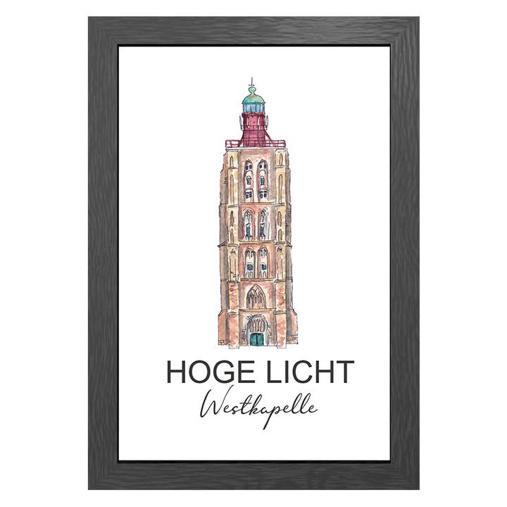 A3 Plakat Fyrtårn Hoge Licht Westkapelle i ramme for engroshandel hos JOYIN
