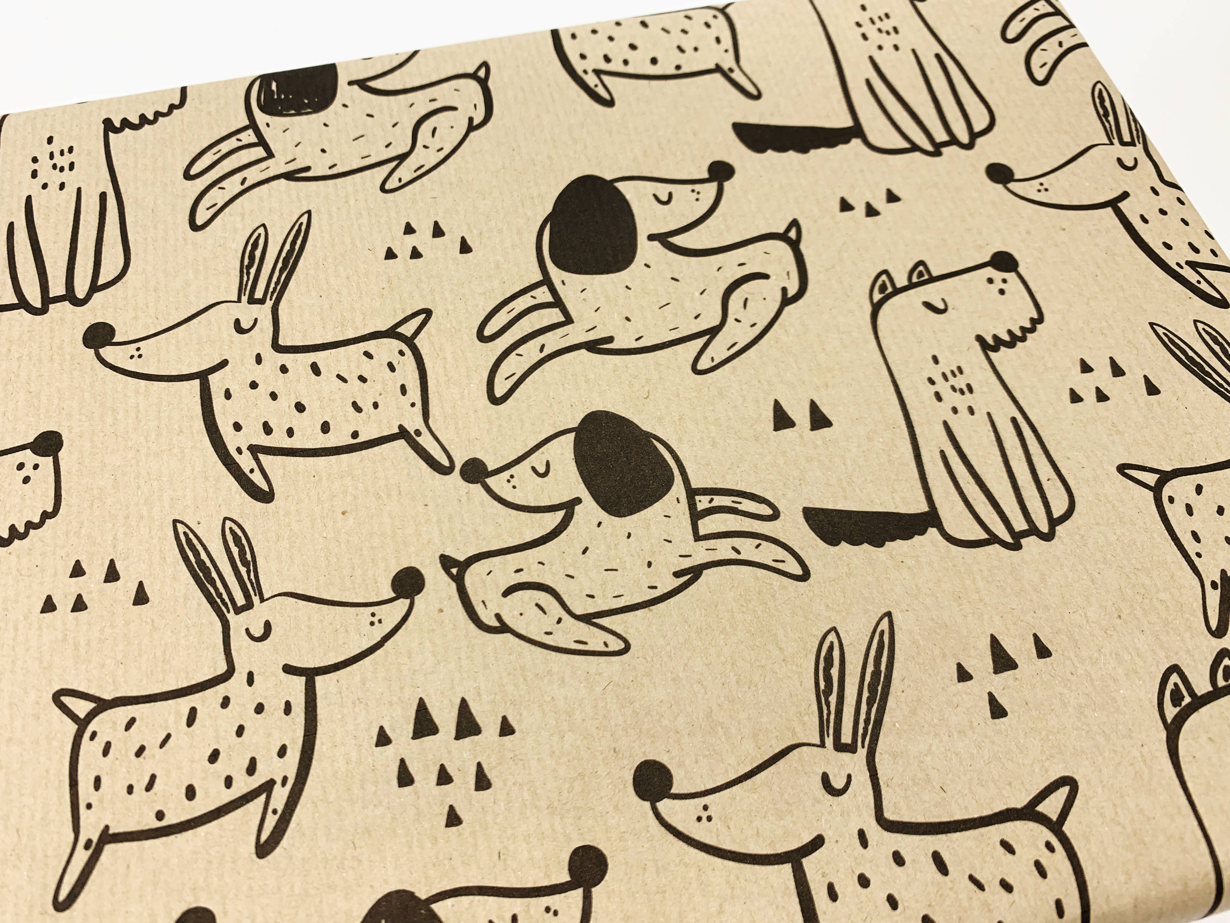 PlanetWrapIt - Wholesale Wrapping Paper Roll - Dogs Recycled Eco Kraft Wrapping Paper1