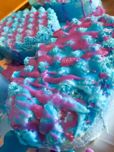 Eliza Soaps - Wholesale Bath Pouf/Sponge - Soap Sponge  Purple Rain infused Soap Soaked Sponge 1