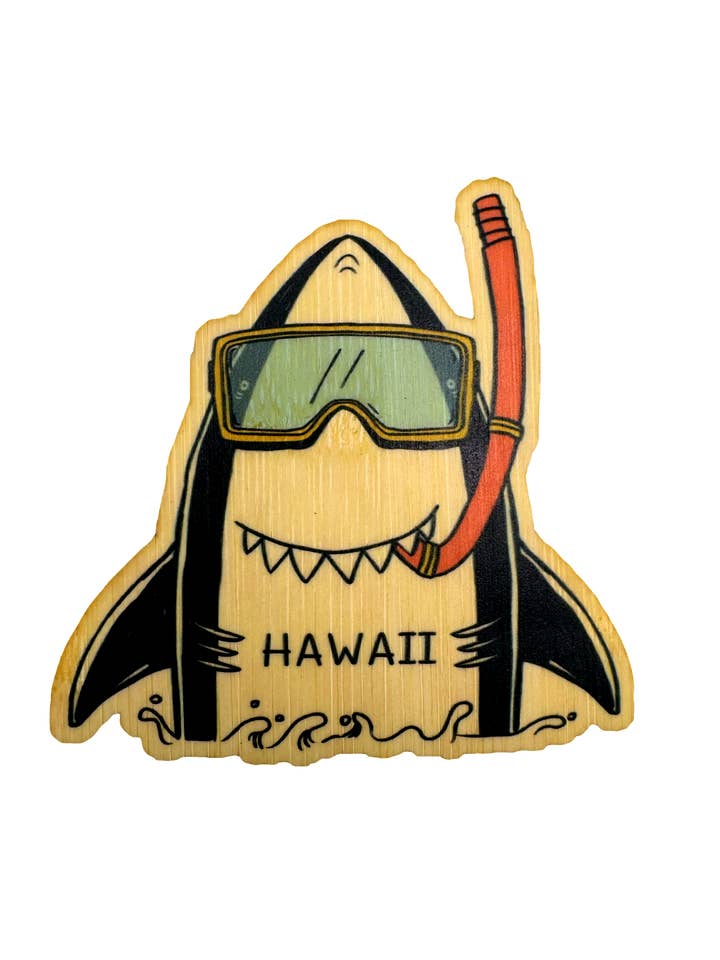"Scuba Shark" Bamboo Sticker for wholesale by The Sunset Shop