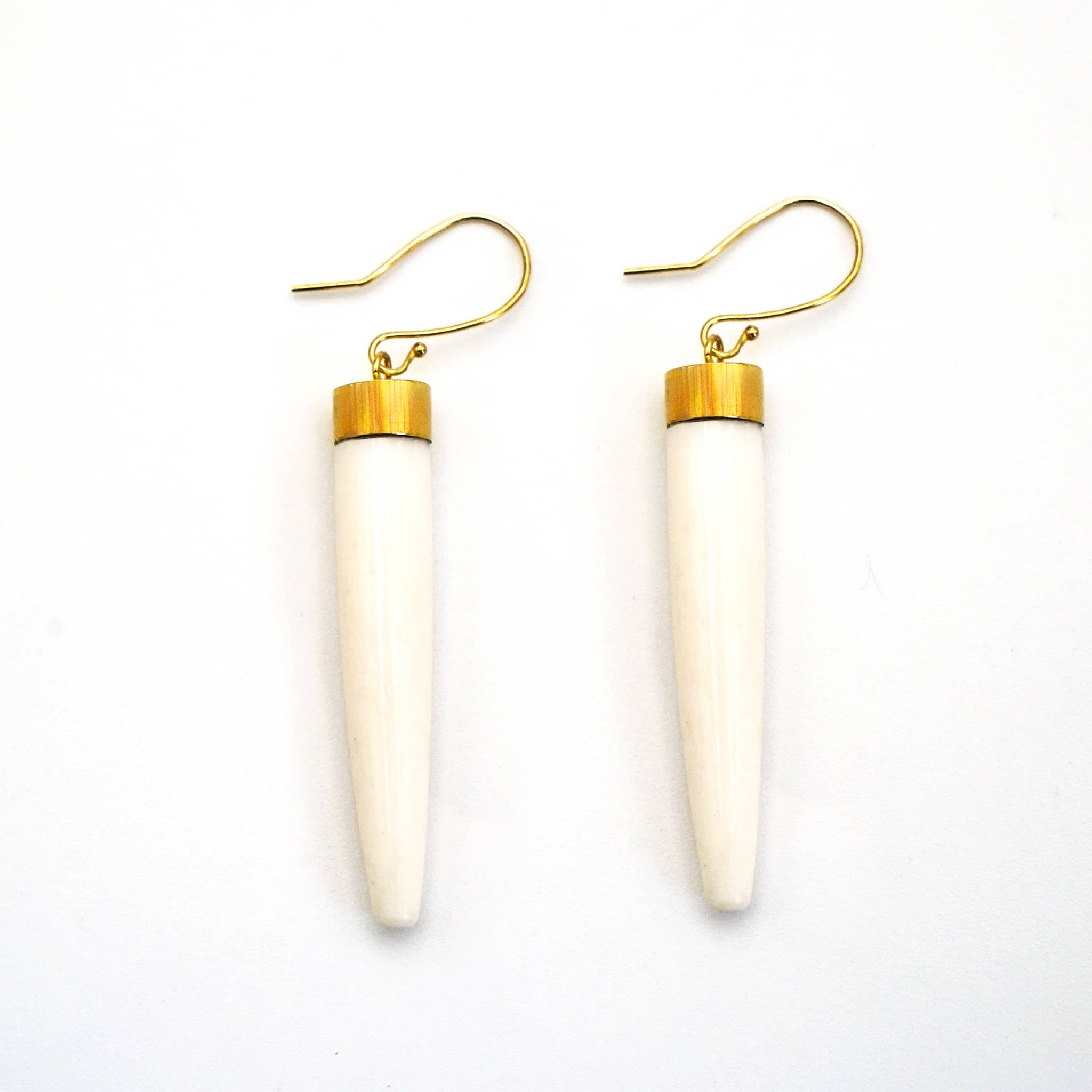 Ecodunia - Wholesale Dangle Earrings - Liwa White Brass & Bone Dangle Earrings – Handmade0