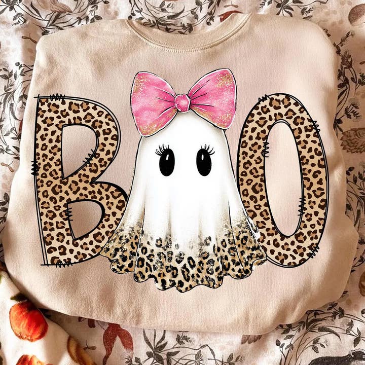 Sweat-shirts et T-shirts Boo Leopard pour la vente par Trendy Chic Apparel LLC