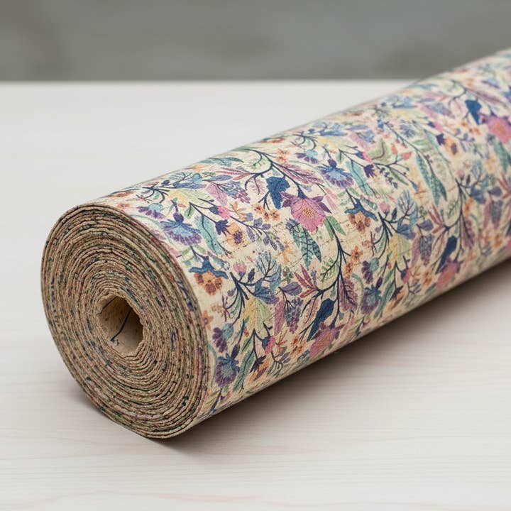 Natural Cork Fabric Spring Flowers 13x19in 33x48cm for wholesale by Craft House PT