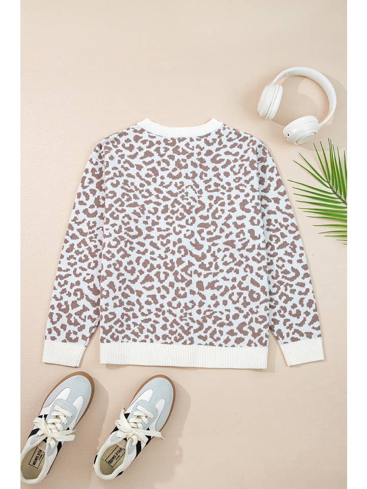 66DISCO - Wholesale Cardigan - Women's - Leopard Drop Shoulder Chunky Knitted Cardigan Sweater (S-XL)3