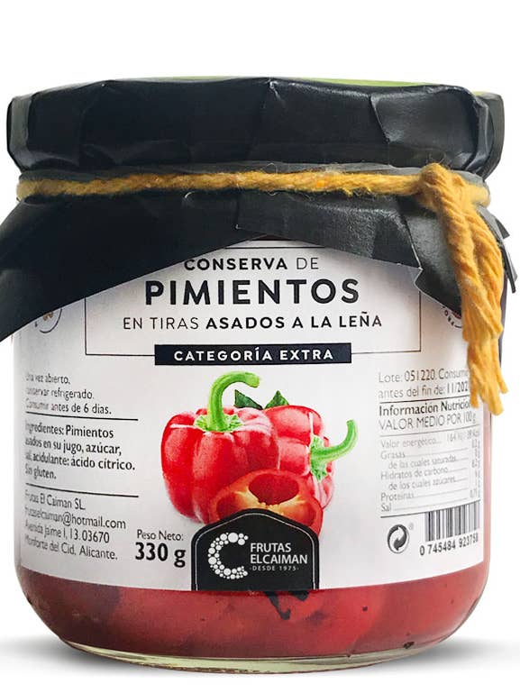 Peppers in strips roasted on wood 330g for wholesale by FrutasElCaiman