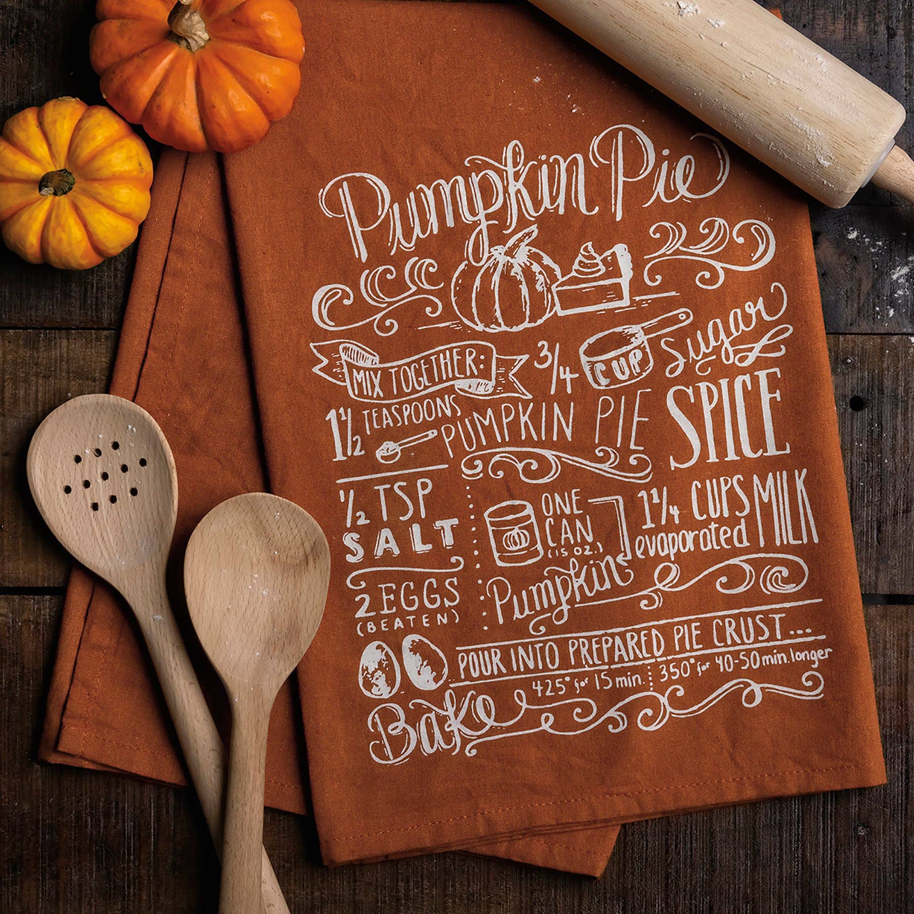 Primitives by Kathy - Wholesale Tea Towel - Pumpkin Pie Kitchen Towel1