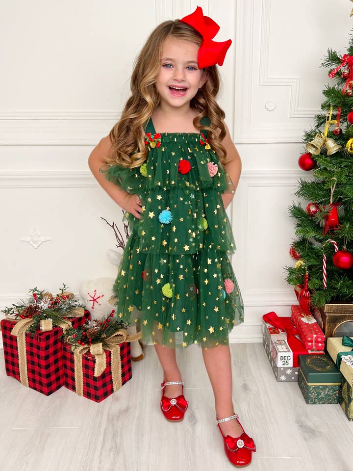 Green Christmas Ornament Starry Tulle Dress for wholesale on Faire