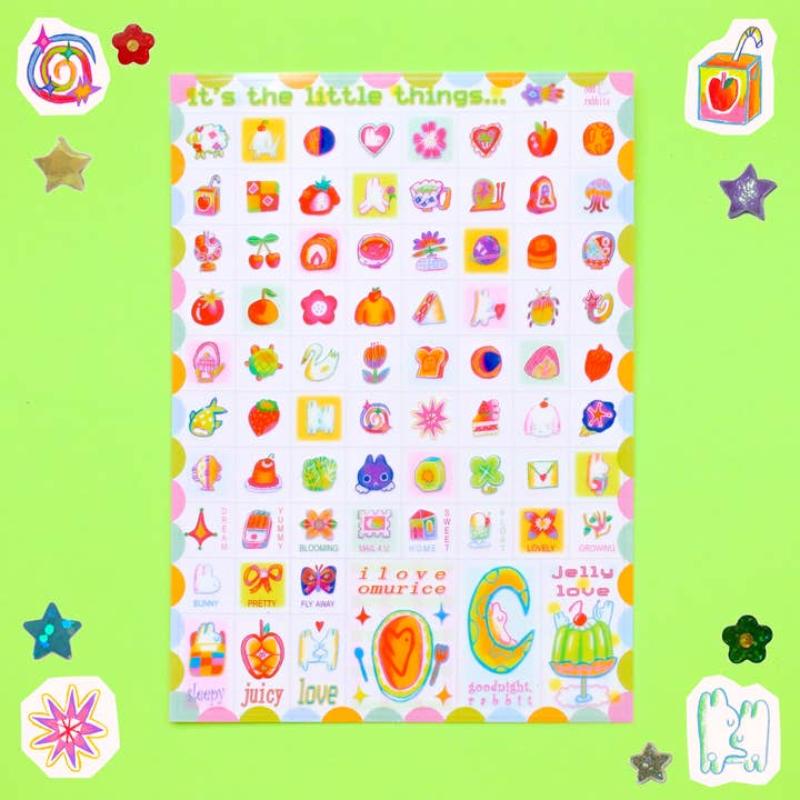 'It's the Little Things' 5x7 Big Sticker Sheet for wholesale by Odd Rabbits