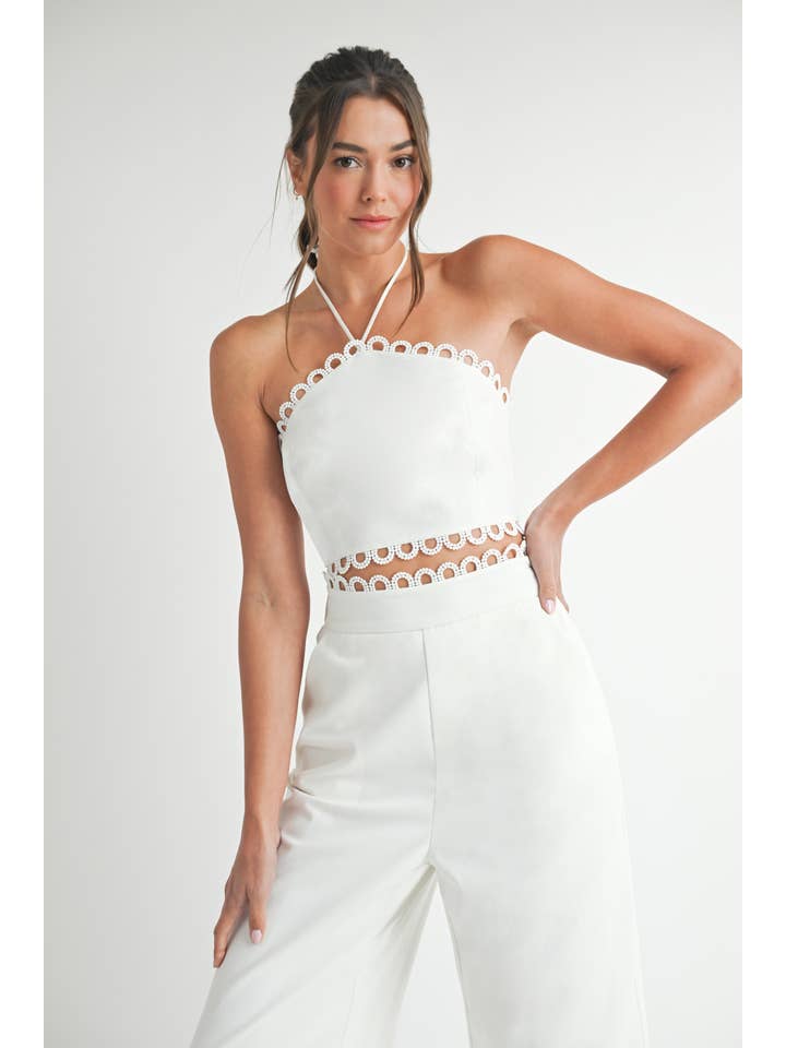 Endless Blu - Wholesale Top & Pant Set (NOT Loungewear) - Women's - LTP1893 Scallop lace trim Top and Pants Sets
