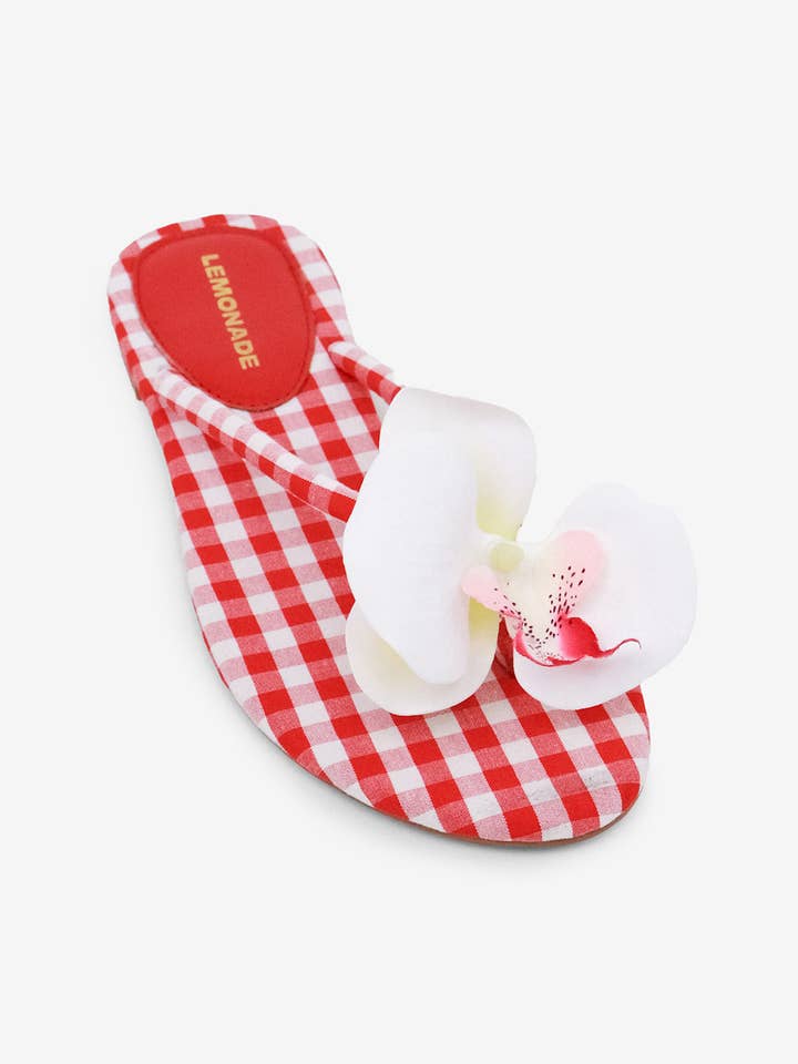 Lemonade Shoes - Wholesale Sandals - Women's - ASHBIE - SPRING '26 Gingham Flower Thong Sandal7