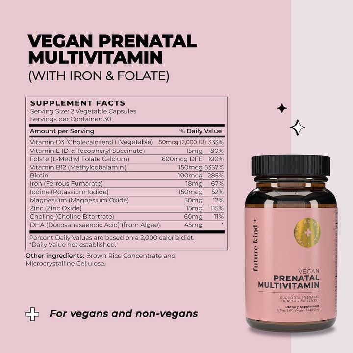 Future Kind - Wholesale Pre-Natal Supplement - Maternity - Vegan Prenatal Vitamin (With Iron & Folate)