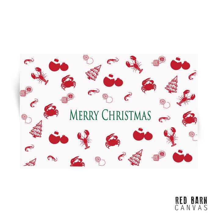 Christmas Seafood Boil | Paper Placemats set of 25 for wholesale by Red Barn Canvas