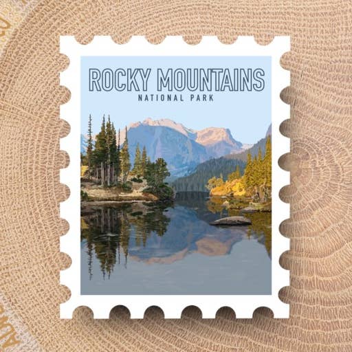 Rocky Mountains National Park Stamp Sticker for wholesale by Adventurelust Co