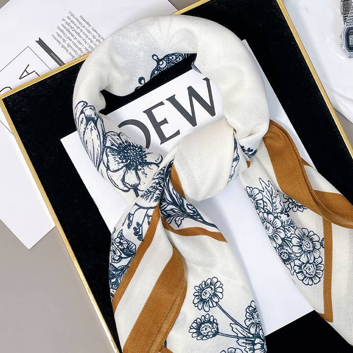 ACCITY - Wholesale Scarf - Women's - Floral Square Scarf – Elegant Wrap_CWASC0901