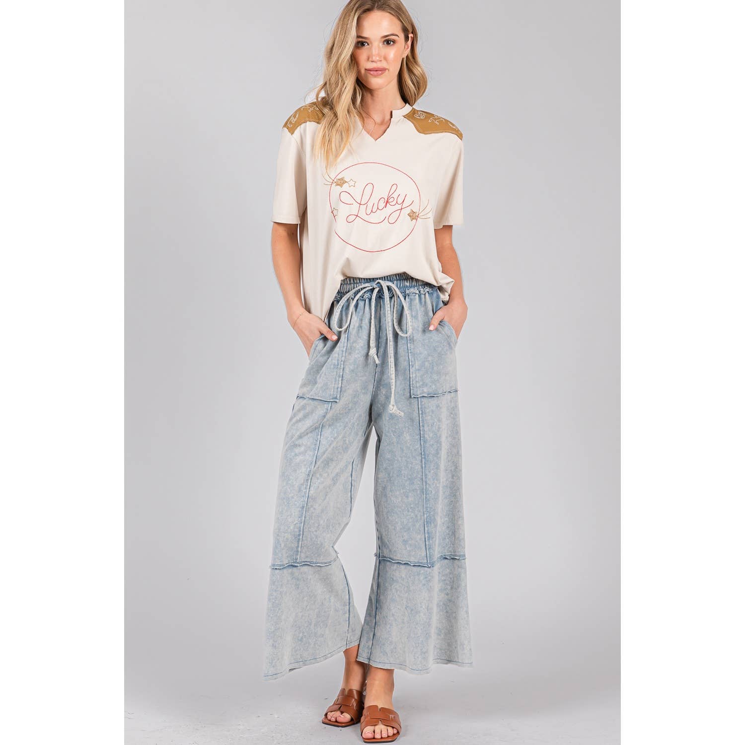 Sage + Fig - Wholesale Pants - Women's - MINERAL WASHED TERRY KNIT PANTS (SP7055-A)21