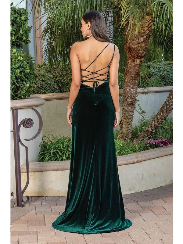 Dancing Queen Dress - Wholesale Gown - Women's - Velvet One-Shoulder Gown1