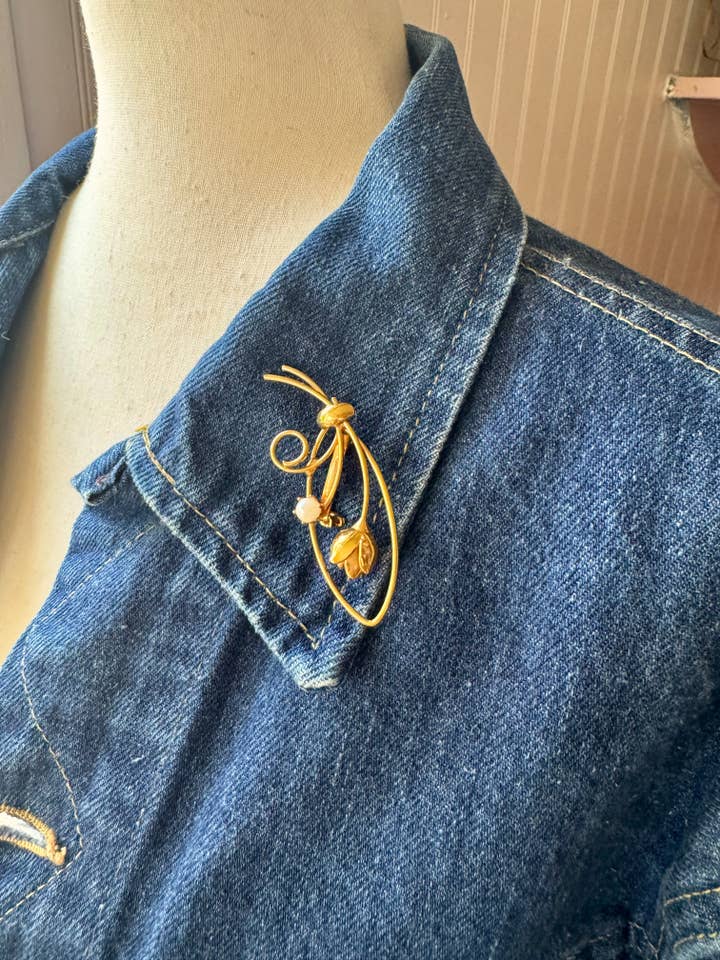 Corsage Brooch, Gold Flower Brooch with Pearl for wholesale by Jo Noelle