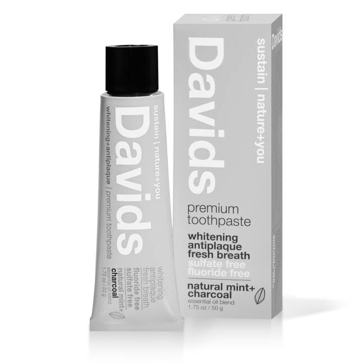 Davids Natural Toothpaste - Wholesale Toothpaste - Davids travel size premium toothpaste / charcoal+peppermin