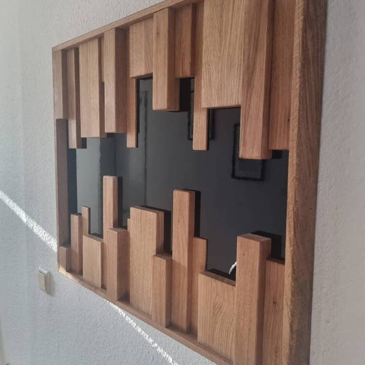 Woodequipment24 - Vendita all'ingrosso Decorazione da parete 3D - Murale 3D da parete “Stabka” in legno massello di quercia fatto a mano3