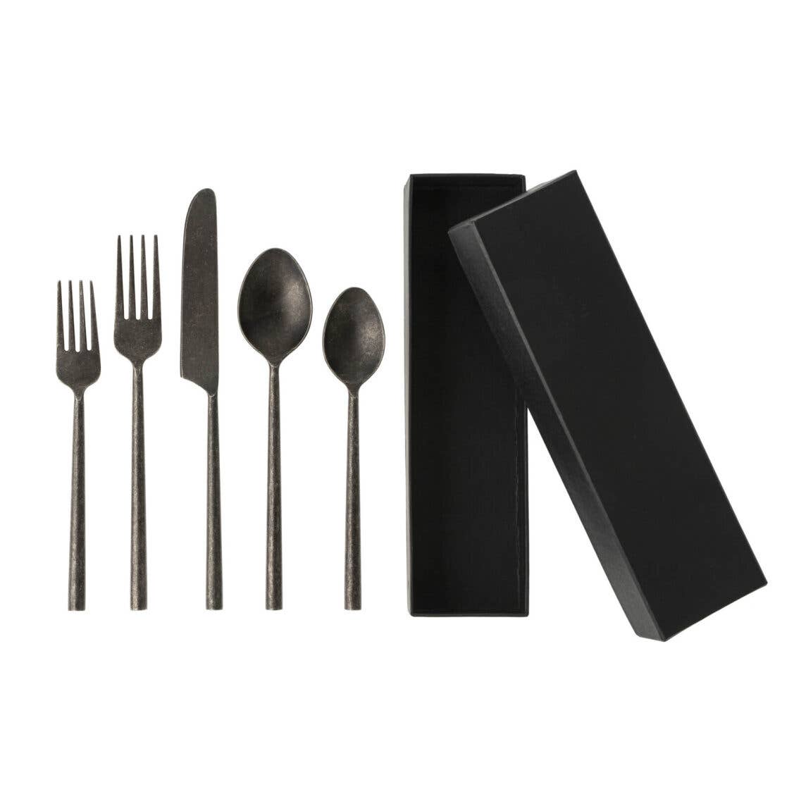 Indaba Trading - Wholesale Flatware Set - Tides Flatware S/5 Tumbled Black1