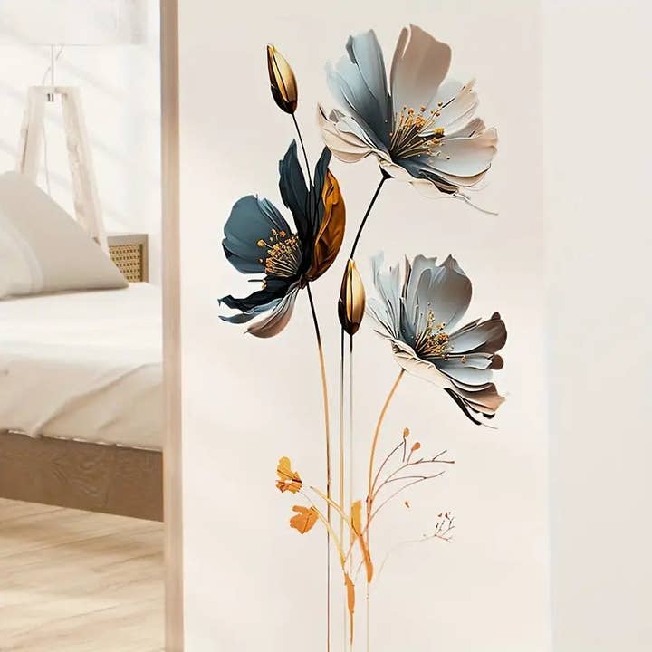Huis Van Merken – wholesale Wall Accent – 1pc 3D Poppy Flowers Wall Sticker