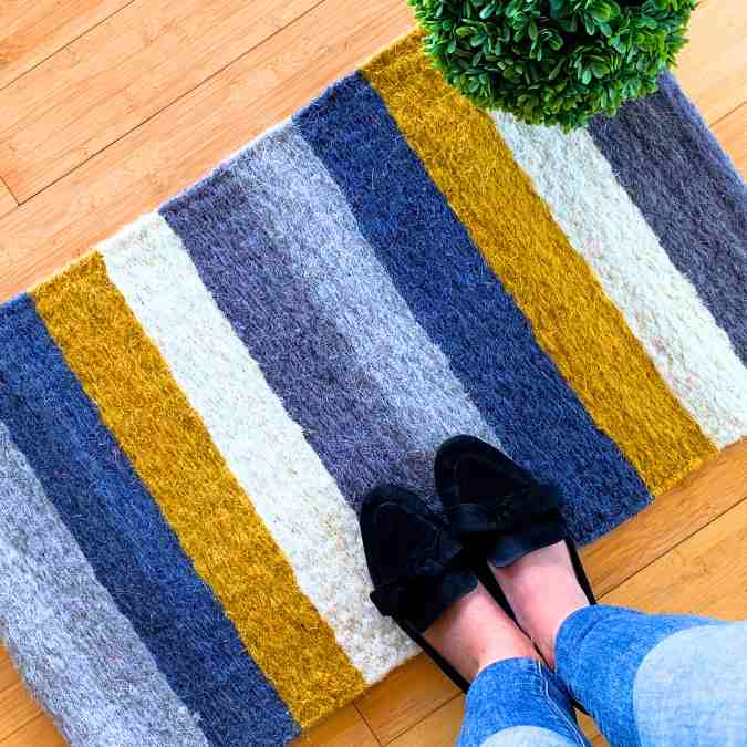 CoffeeRugs – wholesale Door mat – Gray & Yellow Stripes Indoor DoorMat2