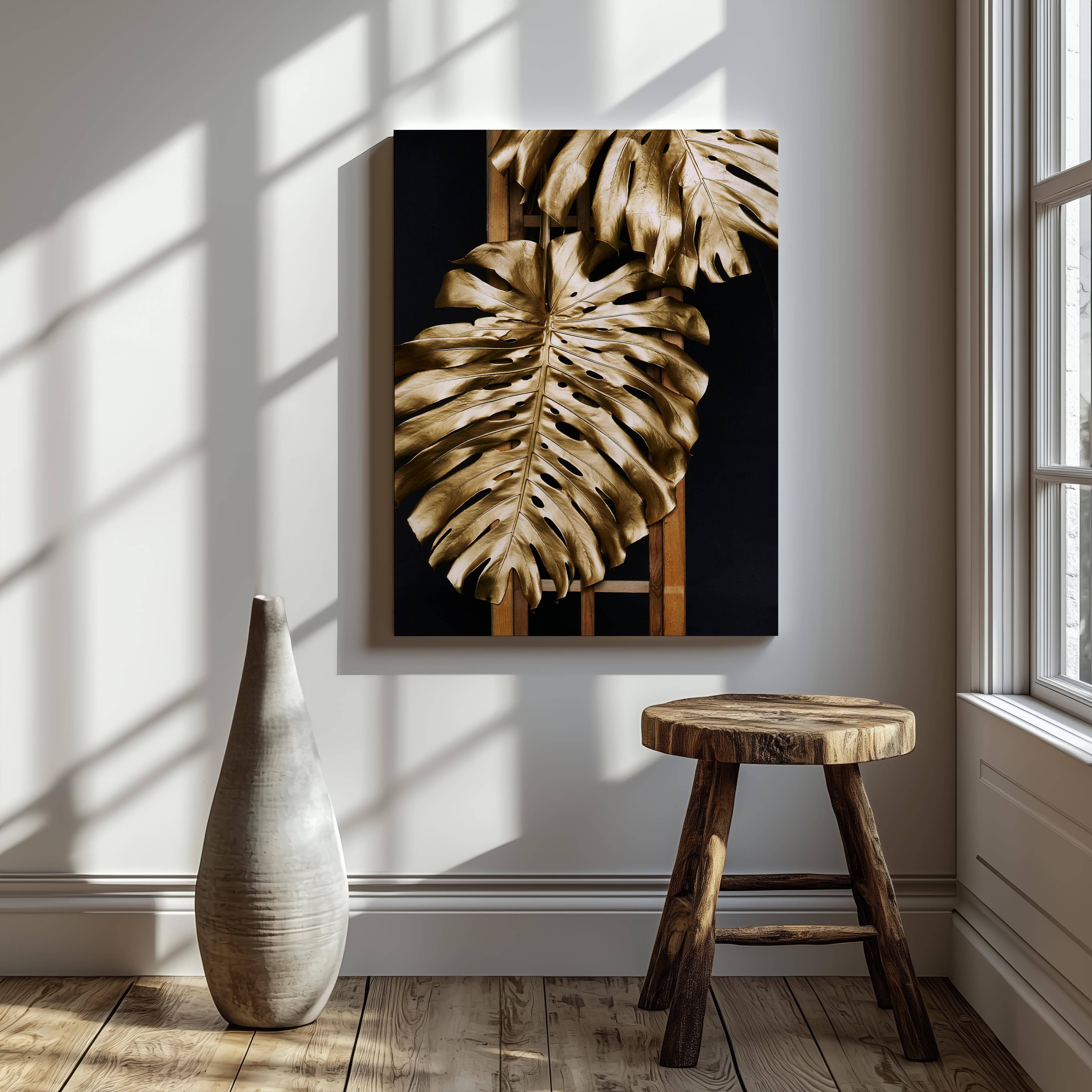 House Prints – wholesale Art print – Tropical Gold Leaf Fashion - Framed Canvas Wall Art Print2